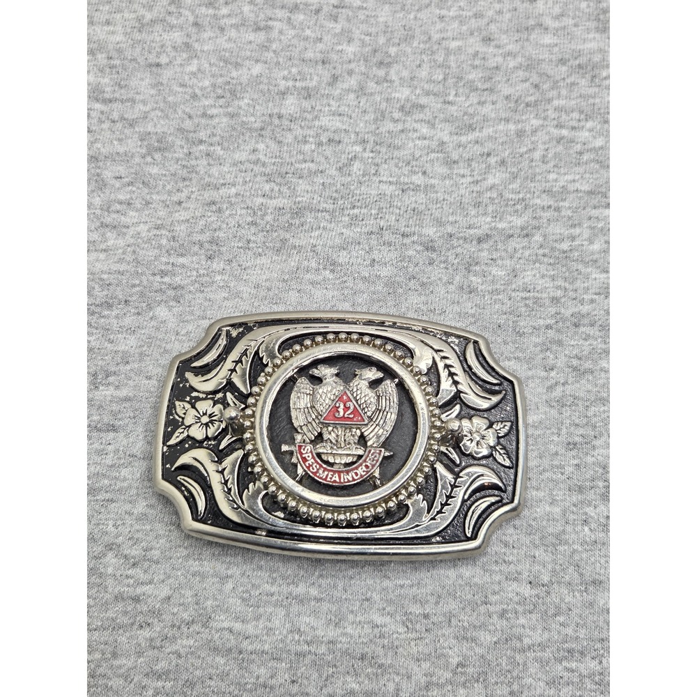 Vintage Masonic 32nd Degree Freemasonry Badge Belt Buckle Scottish Rite